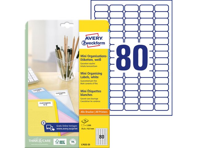 Etikett AVERY Mini 35,6x16,9mm (2000)