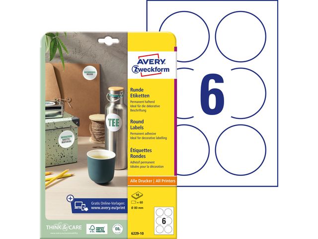 Etikett AVERY rund ø80mm (60)