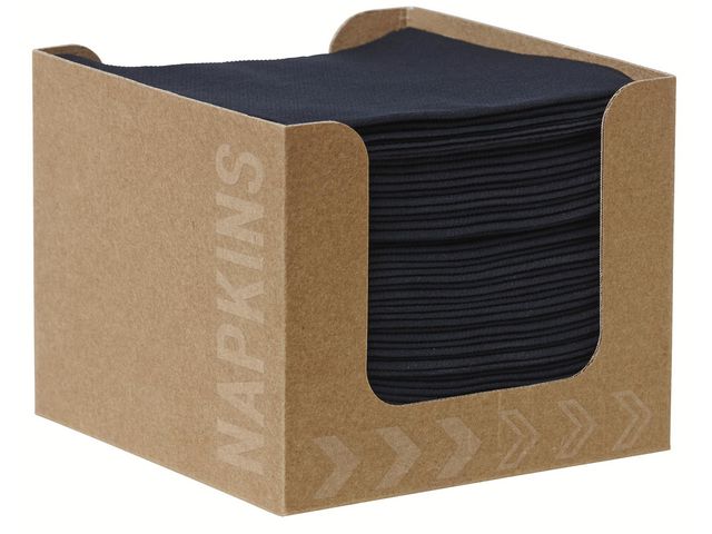 Serviett DUNISOFT 20cm sort m/disp (50)