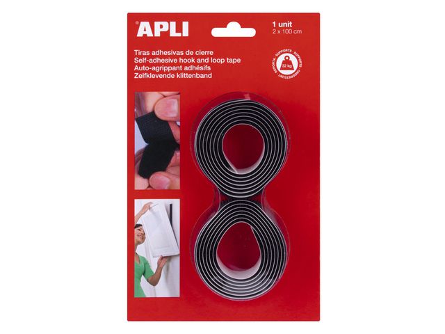 Borrelås APLI m.tape 1m sort (2)