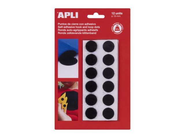 Borrelås APLI m.lim rund Ø19mm sort (12)